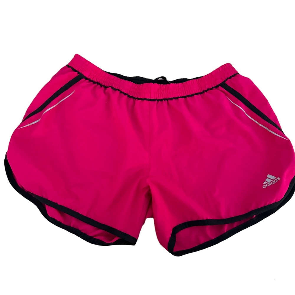 ADIDAS shorts running athletic short lined elastic waist dolphin black pink red